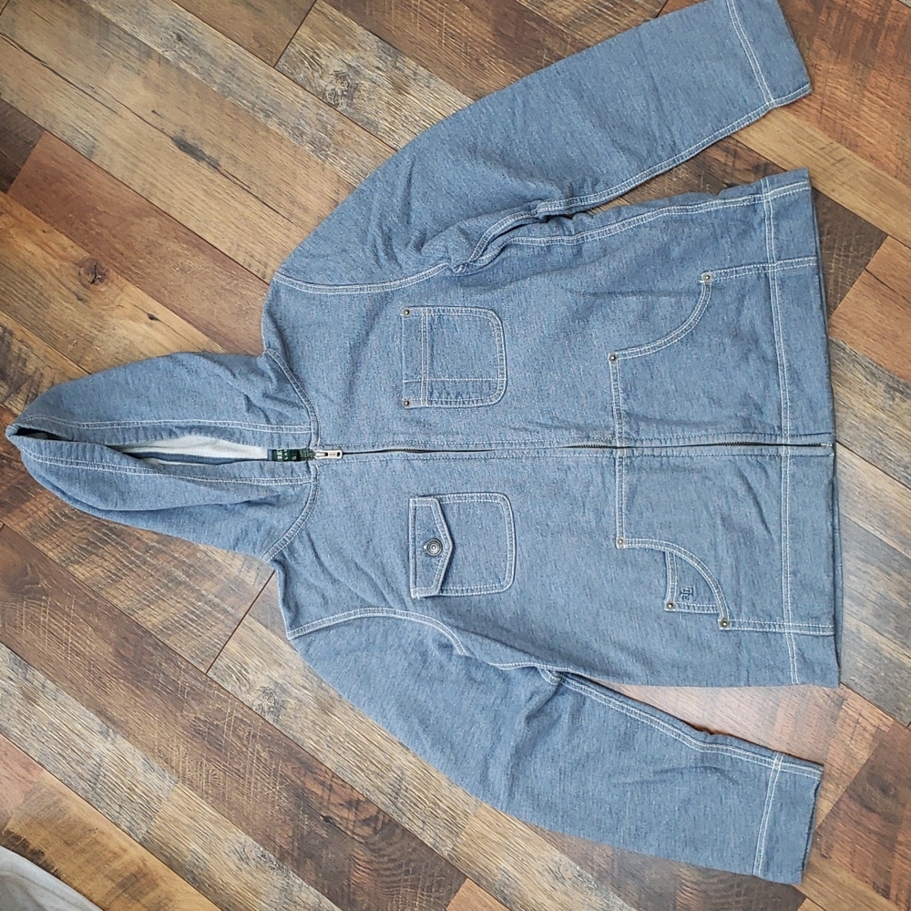 Lauren Ralph Lauren Blue Zip Up Jacket with Hood, Size Small